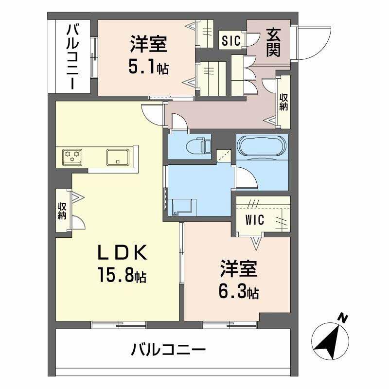 ECRAGE TAKASU(2LDK/2階)の間取り写真