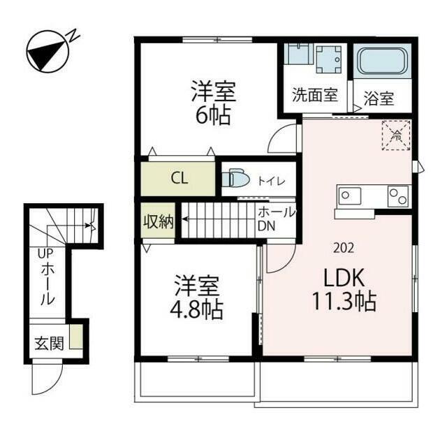 クリオコートII(2LDK/2階)の間取り写真