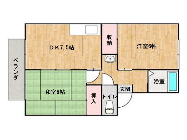 フジイコーポ(2DK/1階)の間取り写真