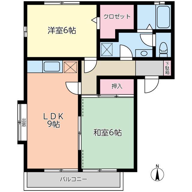 グランメール・I(2LDK/2階)の間取り写真