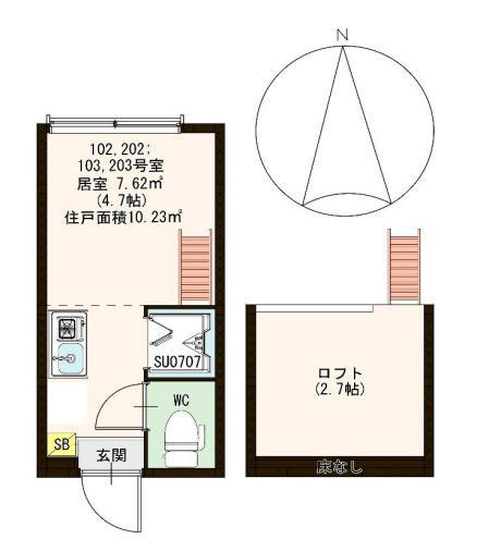 ハーモニーテラス新宿(ワンルーム/1階)の間取り写真