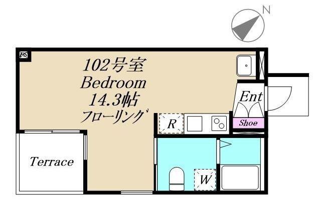 GLOSS TERRACE(ワンルーム/1階)の間取り写真