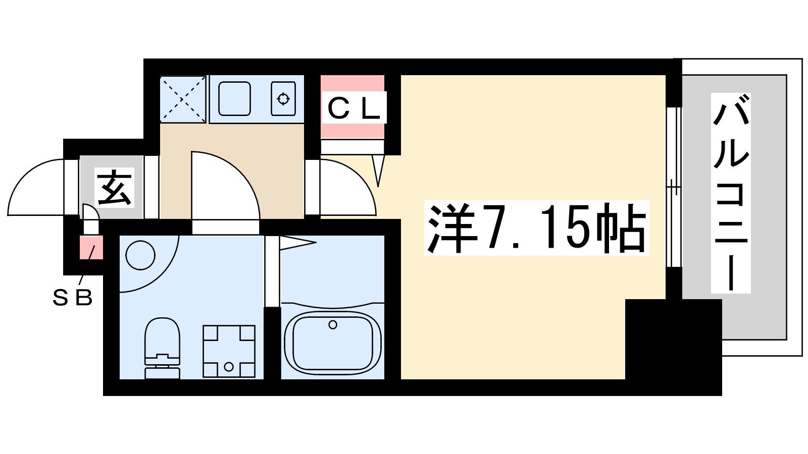 アーバンフラッツ江坂(1K/9階)の間取り写真