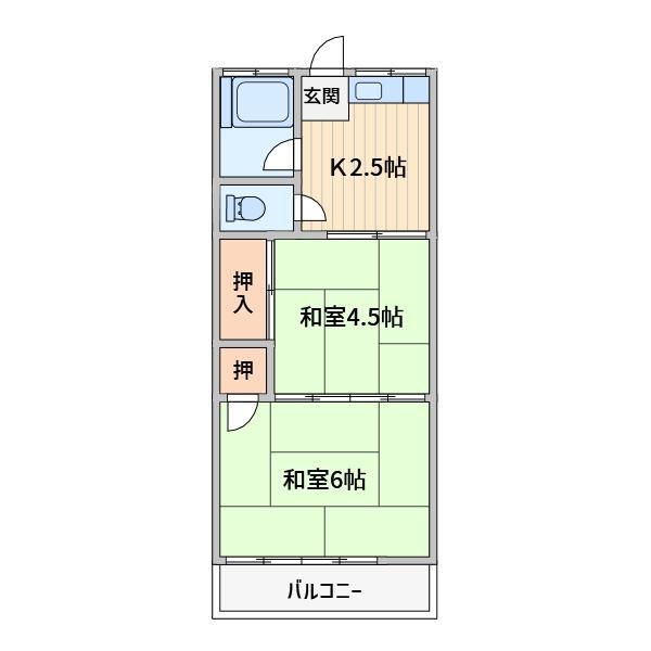 プチコーポ(2K/2階)の間取り写真