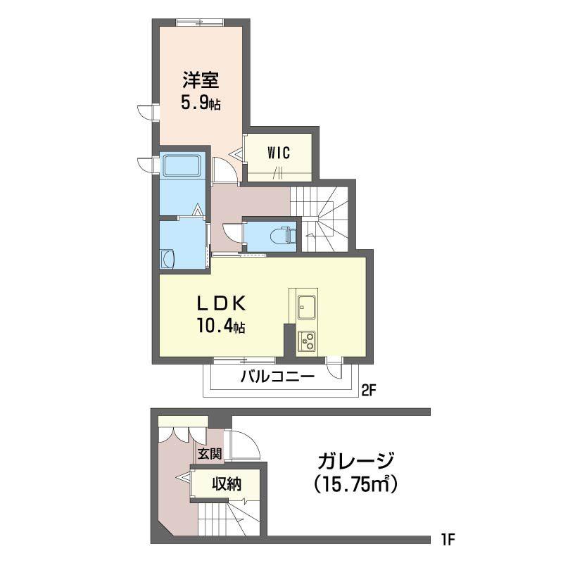 リンガースペース(1LDK/2階)の間取り写真