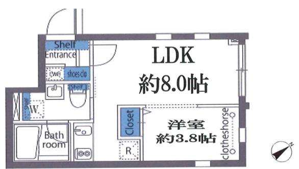 ヴァンテジオ世田谷(1LDK/4階)の間取り写真