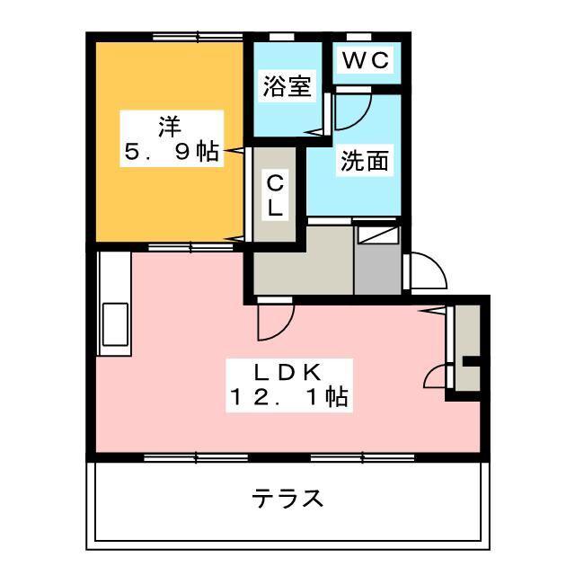 アルナージささがせB(1LDK/1階)の間取り写真