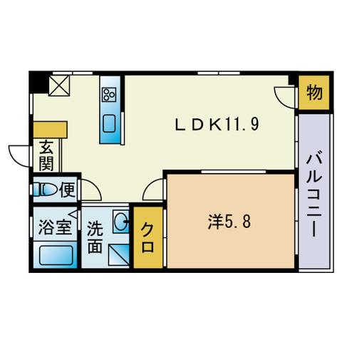 パルク七隈(1LDK/1階)の間取り写真