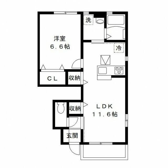 オークス松戸(1LDK/1階)の間取り写真