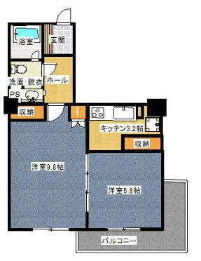 南青山パークマンション(2K/7階)の間取り写真