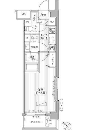 クラール阿佐ヶ谷(1K/3階)の間取り写真