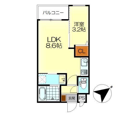 MOVE広古新開(1LDK/3階)の間取り写真
