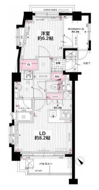 アルシオン仙川(1LDK/2階)の間取り写真