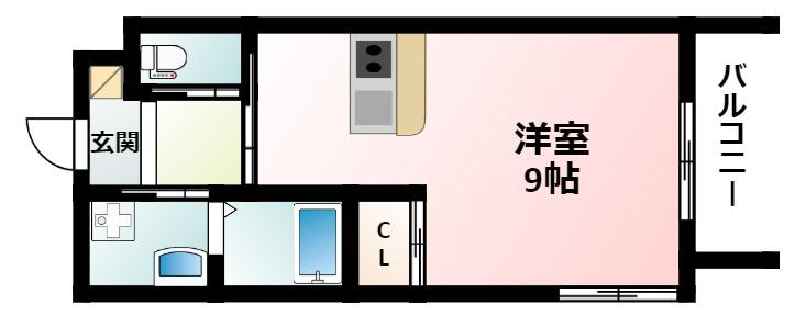 グリュック豊津(ワンルーム/2階)の間取り写真