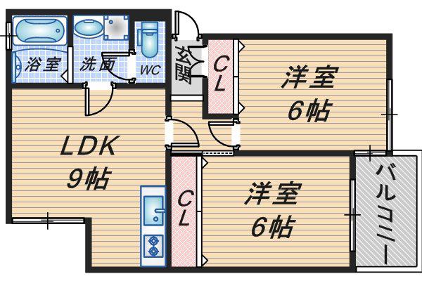 ハイツフルール(2LDK/2階)の間取り写真