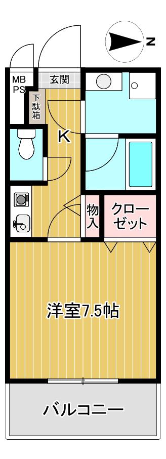 ライオンズマンション(1K/4階)の間取り写真