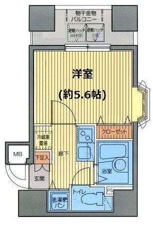 ガラ・シティ京橋(1K/4階)の間取り写真