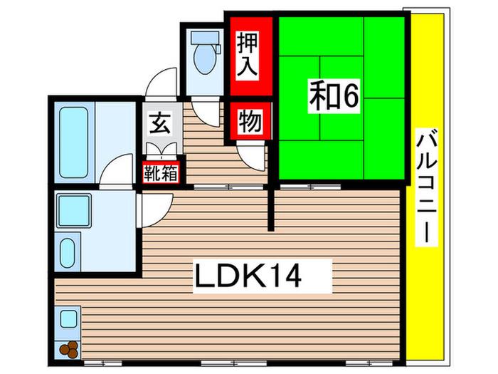コーポ宮鍵(1LDK/4階)の間取り写真