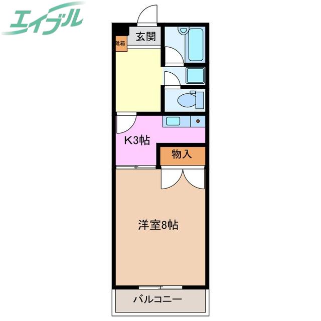 ハイマンション日永西 B棟(1K/2階)の間取り写真