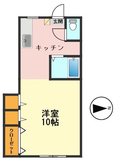 水沼荘(1K/2階)の間取り写真