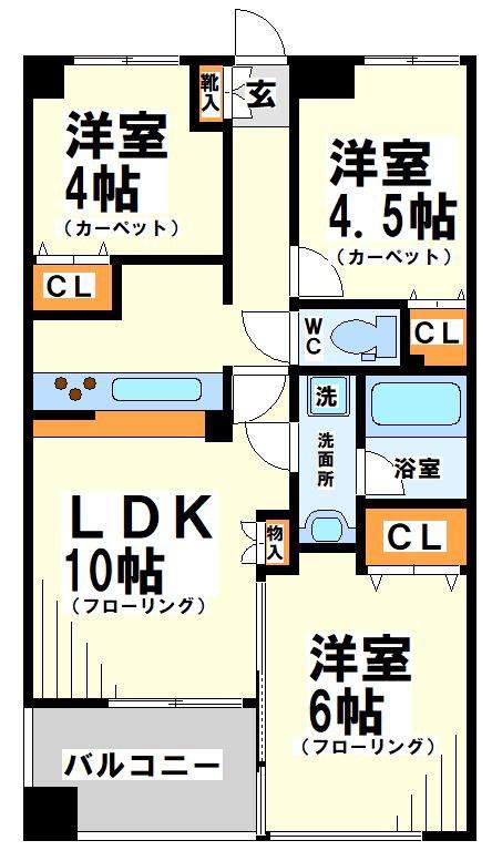 ディコーラム(3LDK/4階)の間取り写真