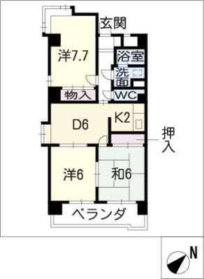 クレセントマンション・K(3DK/6階)の間取り写真