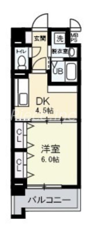 ブランクレール谷町(1DK/10階)の間取り写真