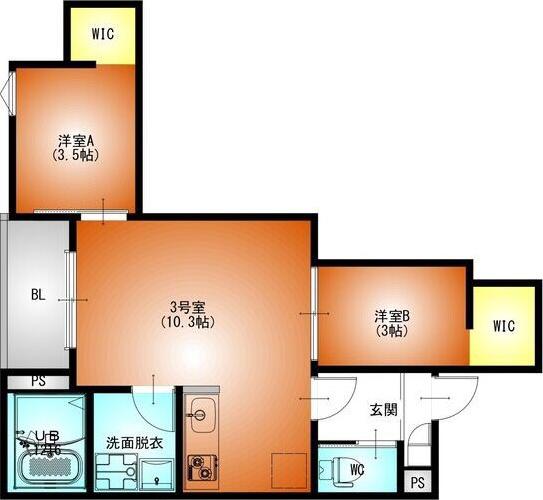 REGALEST名駅西(2LDK/3階)の間取り写真