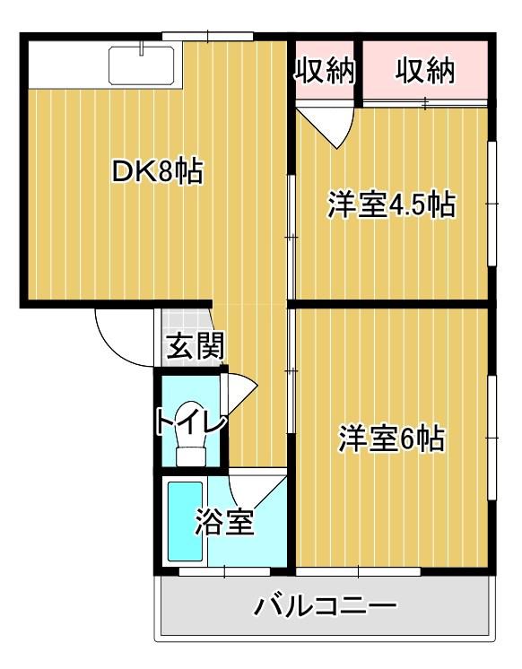 勝谷コーポ(2DK/1階)の間取り写真