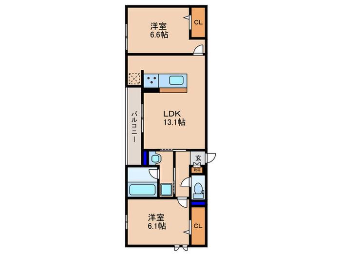 D-ROOM大橋(2LDK/3階)の間取り写真