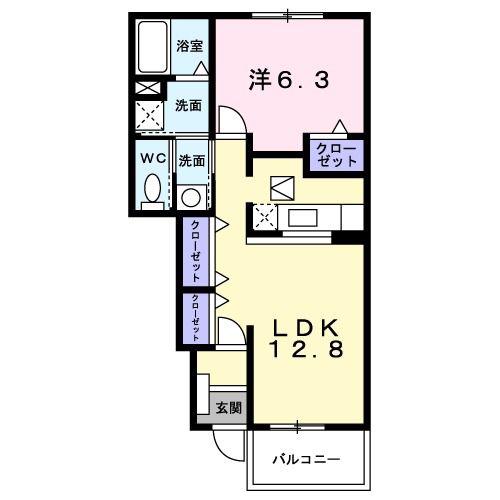 マードレ I(1LDK/1階)の間取り写真