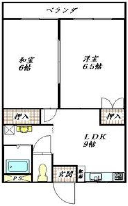フラットヒルズ(2LDK/3階)の間取り写真