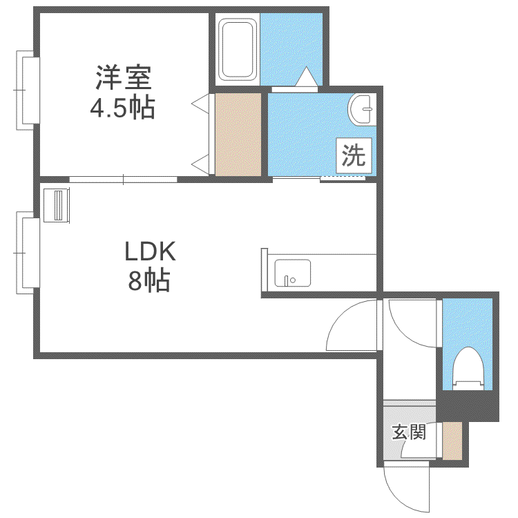 ディアコート月寒(1LDK/3階)の間取り写真