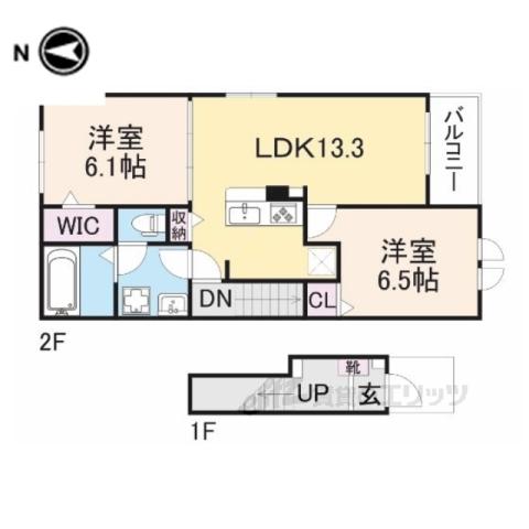 プロムナード メゾン K(2LDK/2階)の間取り写真