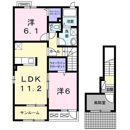 アトレII(2LDK/2階)の間取り写真