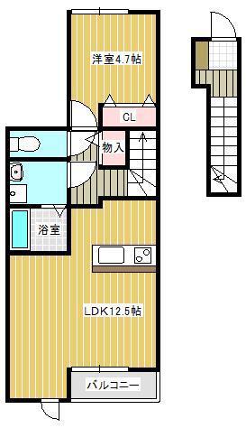 MOANA明石南(1LDK/2階)の間取り写真