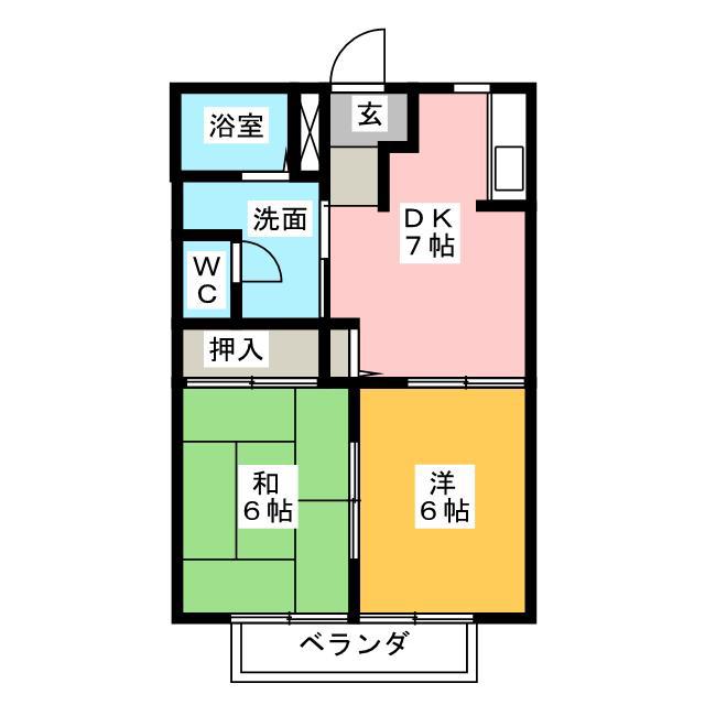 コーポYS 5(2DK/2階)の間取り写真