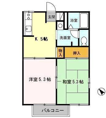 コモンライフ白銀(2K/2階)の間取り写真