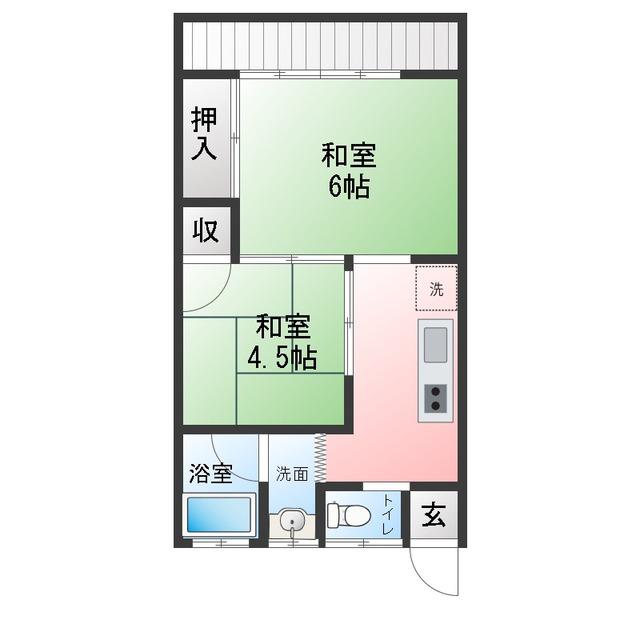 ハイツアキヤマ(2K/1階)の間取り写真