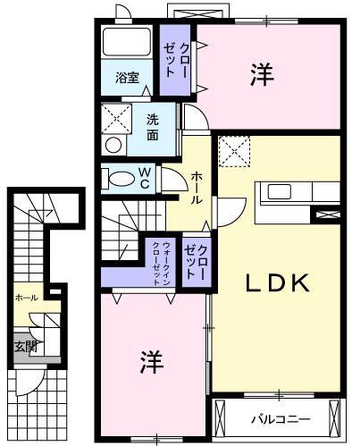 ラルジュ(2LDK/2階)の間取り写真