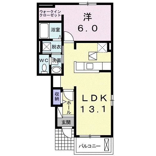 フロントリヴァーC(1LDK/1階)の間取り写真