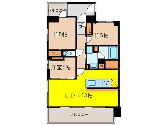 グランテム町田(3LDK/5階)の間取り写真