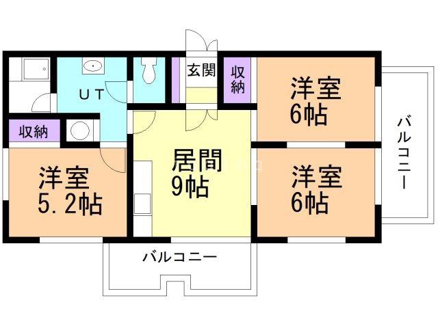 ライブタウンハマダA(3DK/1階)の間取り写真
