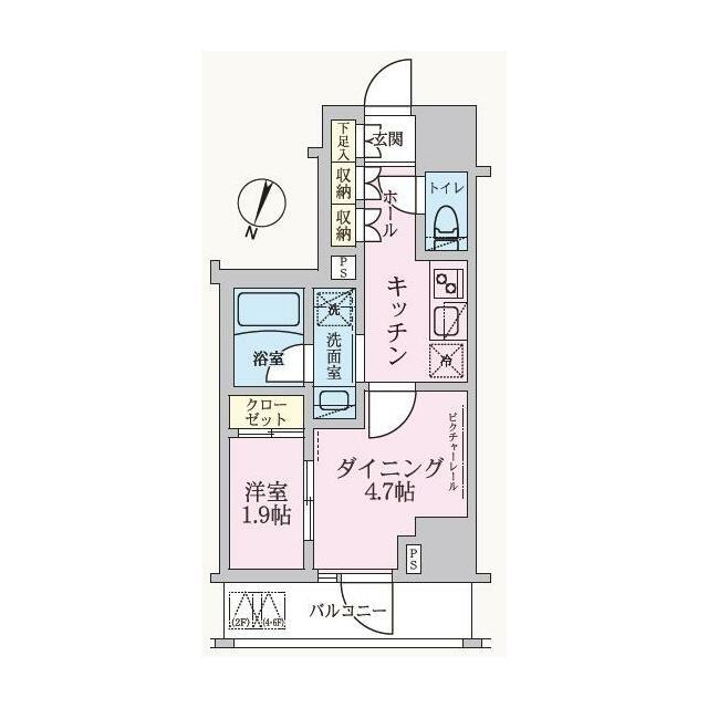 ARKMARK方南町STA(1DK/6階)の間取り写真