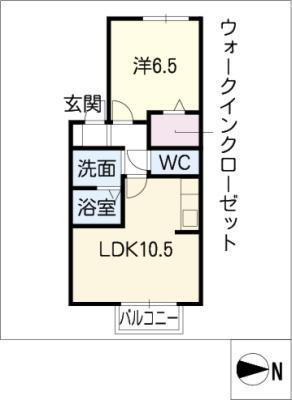 名鉄三河線 三河八橋駅 徒歩36分 2階建 築21年(1LDK/1階)の間取り写真