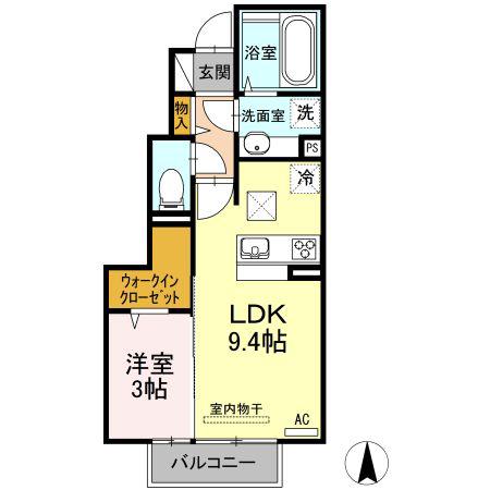 ベルヴィル(1LDK/1階)の間取り写真