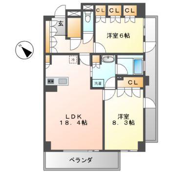 プライムメゾン高見(2LDK/1階)の間取り写真