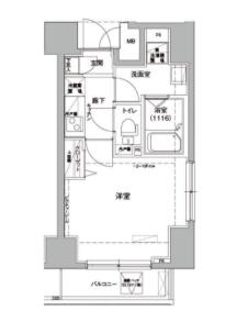 ロメック錦糸町(1K/11階)の間取り写真