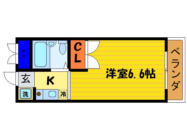 GLOBALM&S(1K/2階)の間取り写真