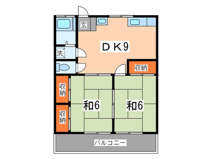 コーポ倉本A(2DK/1階)の間取り写真